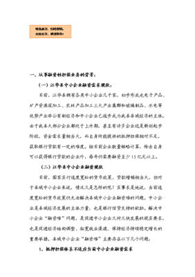 融資性擔保業務項目備案立項報告